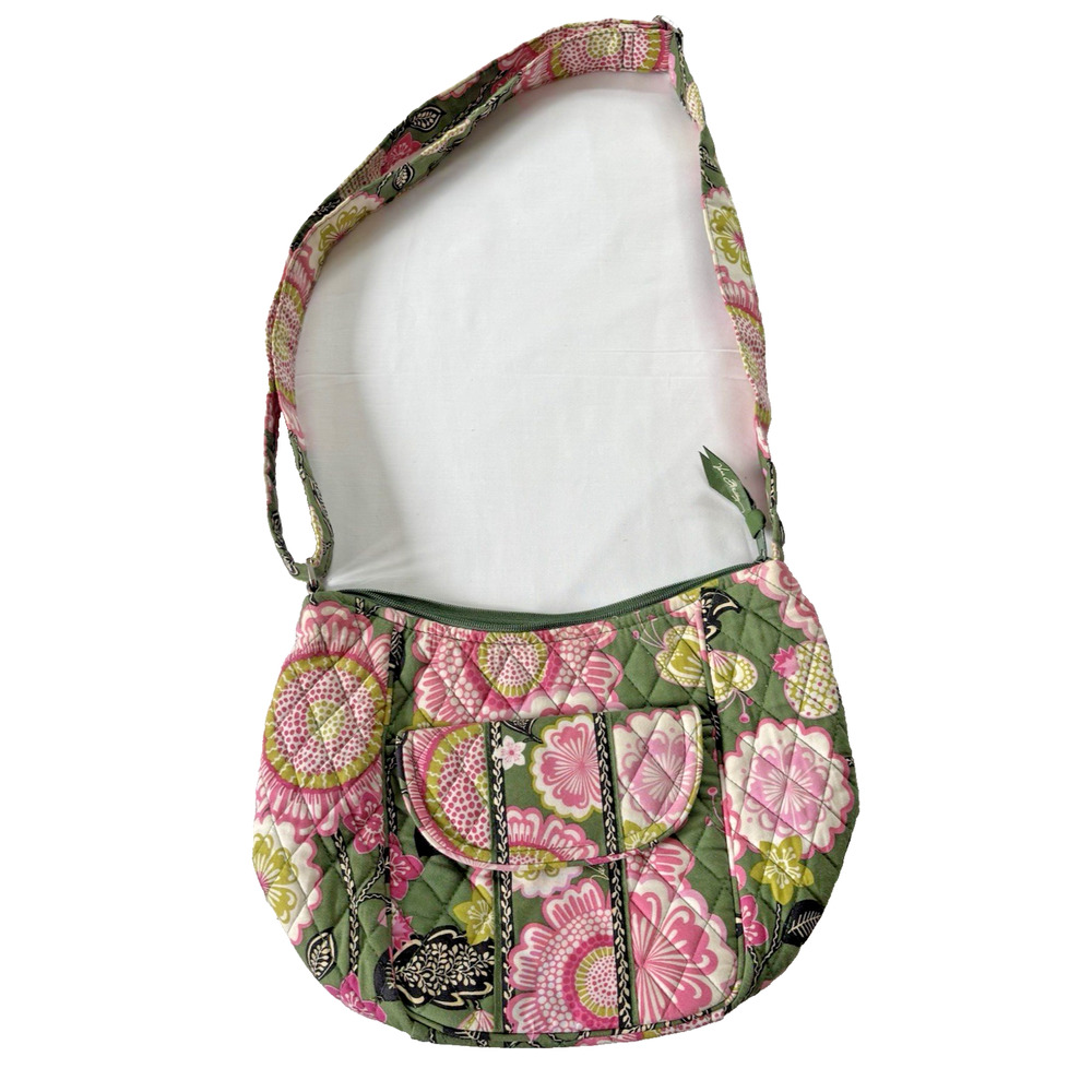 Vera Bradley Olivia crossbody bag, pink/green, retired, zipper top, pockets